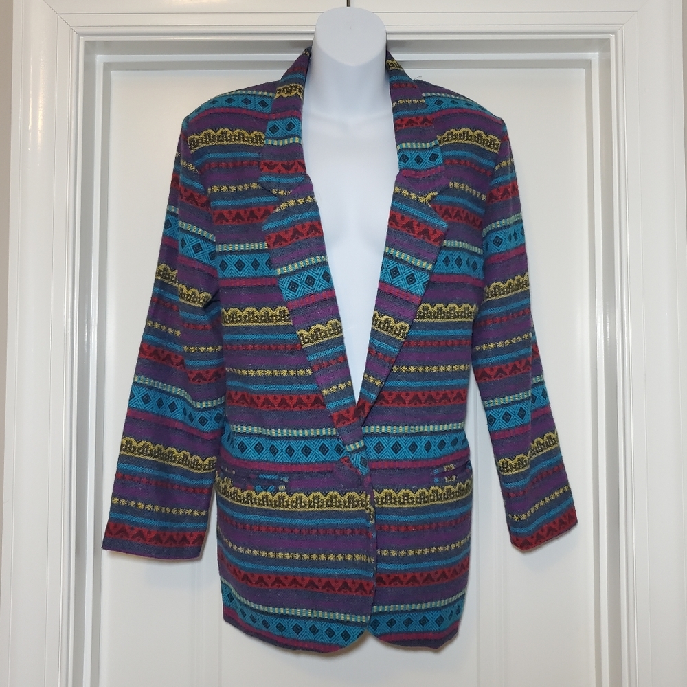VINTAGE GSL tribal print wool blazer